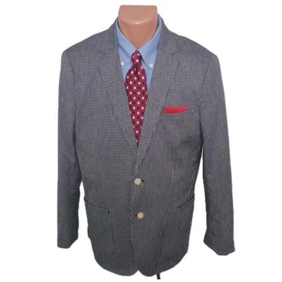 Scotch & Soda Sport Coat Mens 52S Blue Black White Check Unlined Unstructured